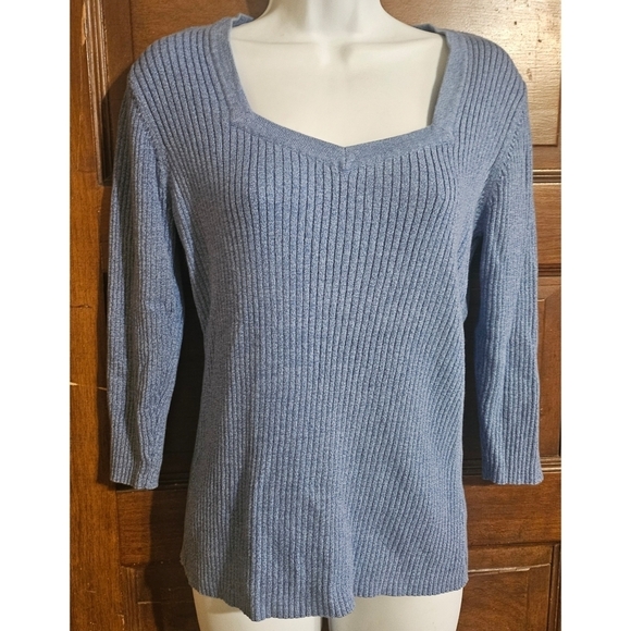 liz & co. Sweaters - Liz & Co. Square Neck Ribbed Sweater